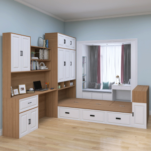 床衣柜书桌书架一体