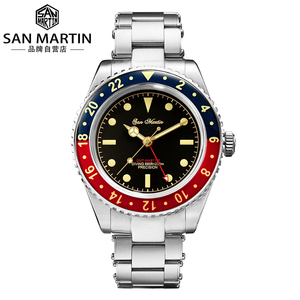 san martin军魂gmt潜水表可乐圈蓝宝石圈夜光防水手表男机械sn005