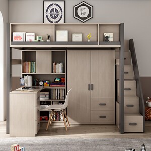 上床下书桌床组合一体上床下桌大人家用小户型省空间高低铺上下床