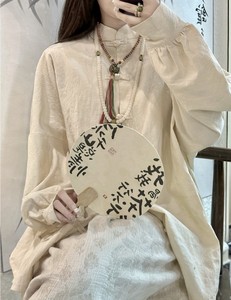 新中式女装唐装女茶服国风套装佛系禅意风棉麻衬衫中国风上衣禅服