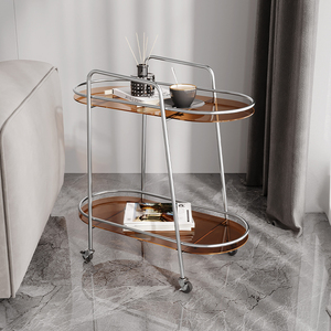 设计师玻璃茶几沙发边可移动边几客厅轻奢创意小推车置物架带轮子