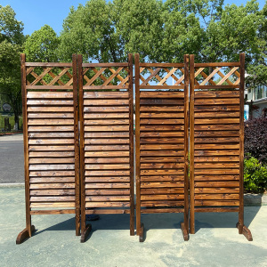 百叶屏风碳化防腐木隔断客厅折叠移动民宿茶室饭店复古装饰玄关