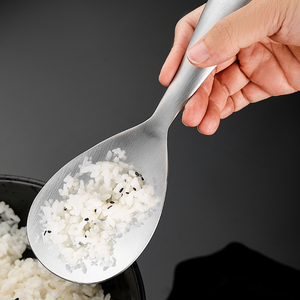 304不锈钢盛饭勺子不粘饭家用饭铲长柄分餐勺大号饭匙米饭打饭勺