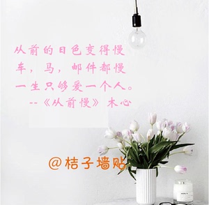 从前慢 车马很慢 一生只爱一个人文艺字墙贴卧室装饰少女心ins风