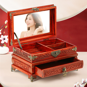 红木首饰盒中式梳妆盒结婚礼物古风精致高档妆奁化妆镜箱实木收纳