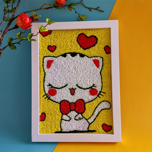 手工diy减压纸浆画材料包彩色底板带画框彩色卡通动物手绘彩泥画