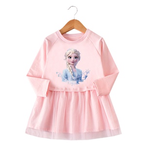 秋季冰雪公主裙中小童洋气爱莎卫衣裙2宝宝3网纱4长袖5-7岁连衣裙