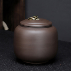 紫砂茶叶罐陶瓷大号茶罐子普洱岩茶红茶散装茶叶盒存储密封罐家用