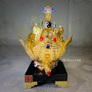 桂美汇原创道家用品莲花冠道家道士法器火焰高功如意太极道帽