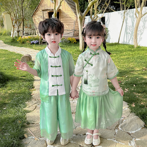 儿童汉服女孩民族风唐装小男孩中国风古装表演服六一校园演出服装