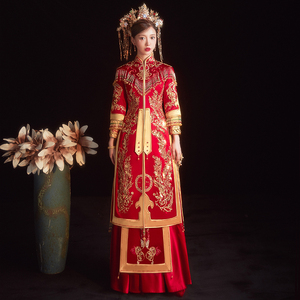 高端定制重手工秀禾服新娘2021年新款龙凤褂新娘结婚礼服中式嫁衣