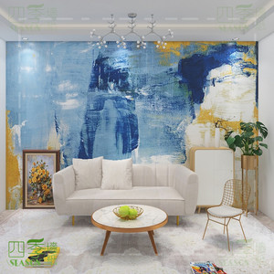手绘水彩涂鸦油画艺术墙纸客厅抽象渐变背景装饰绘画班美术室壁纸