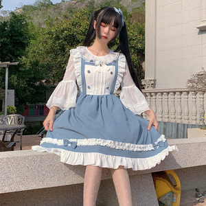 全款现货原创小酸奶jsk背带洛丽塔吊带荷叶木耳边lolita日常lo裙