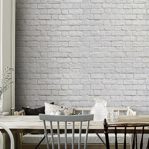 北欧白色砖墙复古壁纸卧室客厅电视背景墙纸定制大型壁画立体