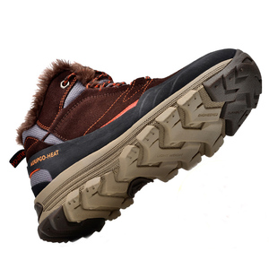 尚走冬季户外登山鞋男高帮保暖加绒加厚棉鞋真皮防滑徒步雪地靴男