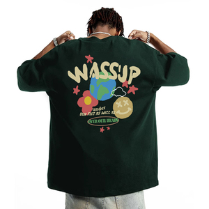 WASSUP HEODS涂鸦设计短袖男士夏季美式街头重磅潮流情侣T恤内搭
