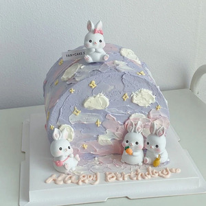 卡通可爱小兔子胡萝卜蛋糕装饰树脂摆件森系儿童生日派对装扮插件