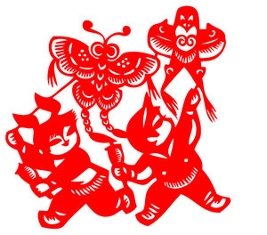 a276放风筝课外活动剪纸宣纸等多种材质制作 镂空剪纸刻纸成品