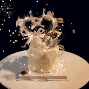 情人节网红女生仙女梦幻羽毛皇冠生日蛋糕北京同城配送女友定制闺