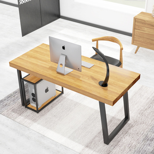 北欧铁艺实木台式办公电脑桌主机柜组合卧室书桌2020款高档电脑桌