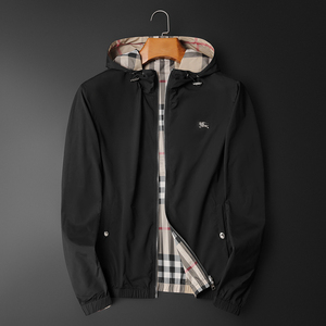 巴宝莉时尚秋冬夹克格子两面穿男装外衣开衫外套男士秋季春季秋装