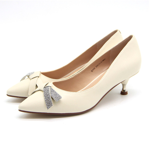 百丽2020春季新款女鞋国内正品代购尖头中细跟蝴蝶结女单鞋3jv05