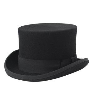 高帽羊毛呢魔术师帽总统帽表演蝴蝶结卓别林礼帽英伦百搭时尚复古
