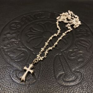 宗克罗心18k白金十字花镶嵌钻石毛衣链项链925纯银镀金十字套链