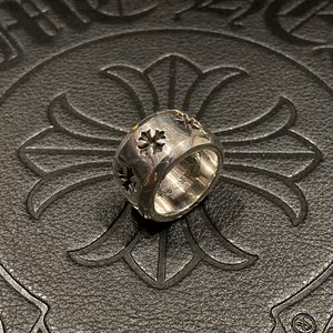 宗克罗心新款宽十字架刻印罗马皇冠925纯银12mm戒指