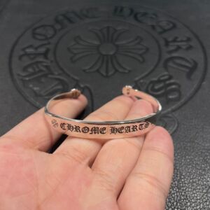 宗克罗心字母开口手镯 ch卷轴梵文刻字十字花925纯银男女同款手环