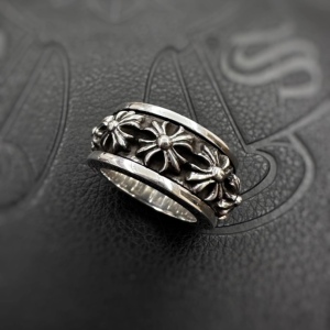 【琼玖】旋转十字花戒指全十字架粗款可转动gd同款925纯银潮指环