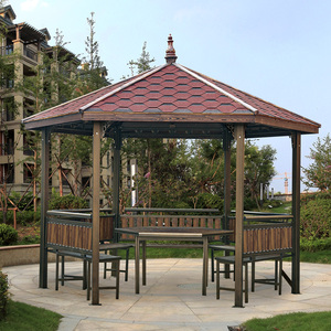 凉亭户外庭院实木别墅小木屋小房子六角花园棚防腐木乡村组装亭子