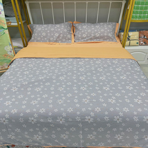 樱花灰色-倔老头a类高克重水洗棉四件套床上用品套件成人