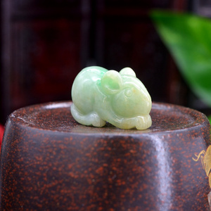 天然a货翡翠鼠挂坠立体小巧玉鼠吊坠a货玉石属相玉老鼠挂件10915