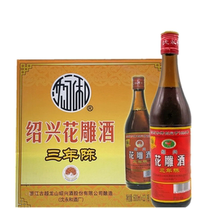 沈永和花雕酒三年陈老酒整箱绍兴黄酒 600ml*12瓶/ 糯米酿造16度