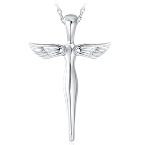 十字架吊坠纯银天使翅膀项链女锁骨链天使之翼生日情人节生日礼物