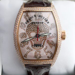 实体店现货二手法兰克穆勒/法穆兰玫瑰金后镶钻机械男表8880骷髅
