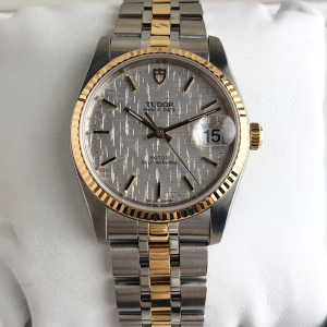 现货二手帝舵海洋王子黄金自动机械男表白色麻布面74033