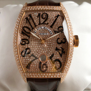 现货未使用法兰克穆勒/法穆兰玫瑰金机械男表后镶钻8880