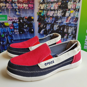 夏季crocs卡骆驰女士沃尔卢帆布鞋透气轻便平底低帮休闲布鞋女鞋