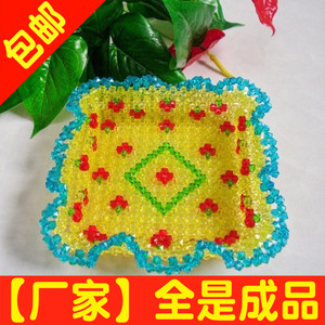 diy手工串珠果盘纸巾盒成品促销 亚克力方珠四方花边水果盘收纳盒