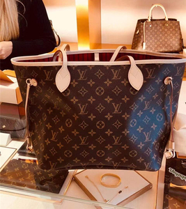 lv路易威登neverfull老花购物袋子母包中号单肩手提包女包m41177