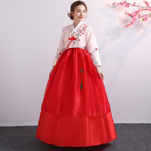绣花韩国传统宫廷女士韩服古装朝鲜大合唱演出服少数民族舞蹈服饰