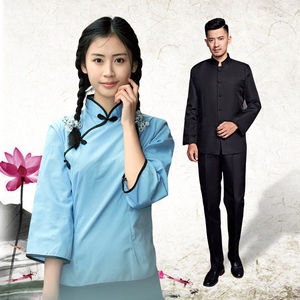 民国风女装套装五四青年学生服装民国情侣装毕业演出服中山装男女