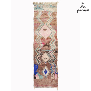 Purmou摩洛哥羊毛地毯楼梯走廊糖果色彩色艺术抽象几何菱形小长毯