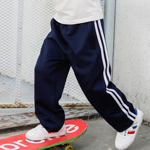 定制小学生运动裤校服裤子幼儿园儿童黑色长裤单白条一道杠双白条