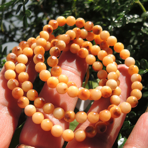 方言精品放巨漏常备diy唐河黄沁籽料表面沁熟6mm108颗黄玉项链子r