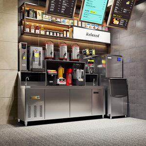 安雪水吧台不锈钢操作台厨房工作台奶茶店设备全套饮品店商用定制