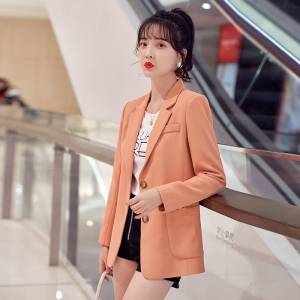橘色西装外套女秋冬季2021春装新款设计感小众网红炸街橙色小西服