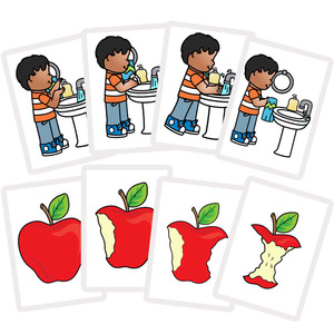 4四张排序卡认识事物发展顺序儿童孤独症语言理解逻辑思维训练